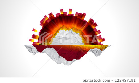 Trendy abstract wireframe background. Modern science or technology art elements. Surface illustration. Trendy abstract wireframe background. Modern science or technology art elements. Surface illustration. 122457191