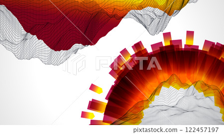 Trendy abstract wireframe background. Modern science or technology art elements. Surface illustration. 122457197