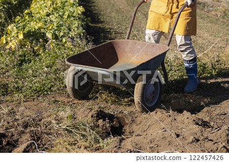 Scene of a woman working in the fields 122457426