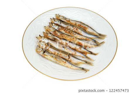 Grilled Shishamo on a plate 122457473