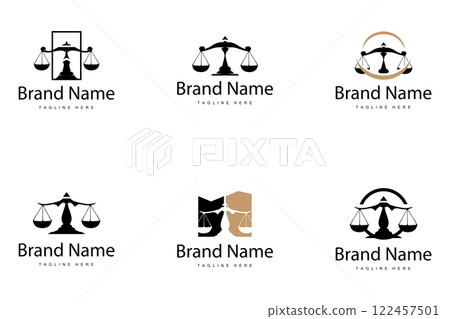 Simple legal scale logo justice court simple black silhouette template vector design Simple legal scale logo justice court simple black silhouette template vector design 122457501