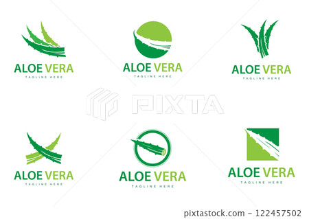 aloe vera logo cosmetic design simple green plant health symbol vector illustration 122457502