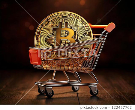 Bitcoin in a shopping cart 122457762