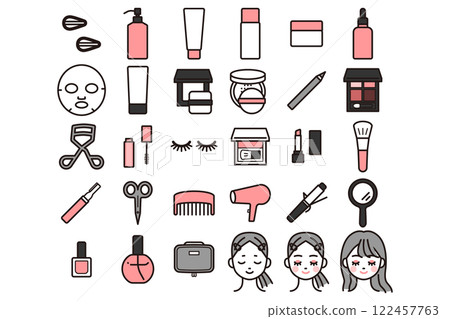 Beauty icon illustration material set_pink Beauty icon illustration material set_pink 122457763