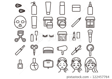 美容圖示插圖集_黑白 美容圖示插圖集_黑白 122457764