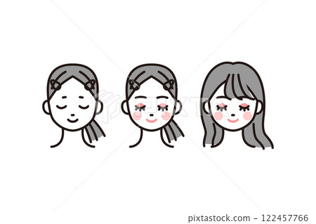 Illustration material set of women applying makeup Illustration material set of women applying makeup 122457766