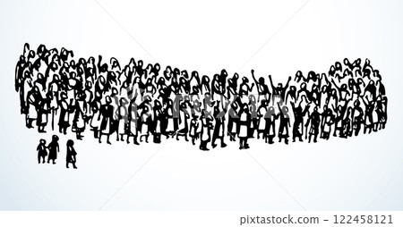 Vector drawing. Big people crowd 122458121