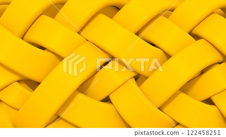 Abstract geometric pattern made of deep yellow ribbons 122458251