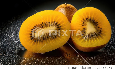 AI 圖片:切開的黃色獼猴桃 AI 圖片:切開的黃色獼猴桃 122458265