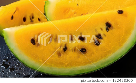 《AI image》Cut yellow watermelon 122458300