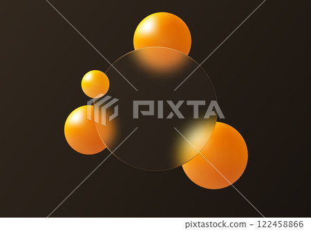 Glass Morphism. Dark futuristic abstract background and bright glowing spheres. 122458866