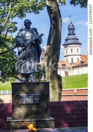 Nesvizh, Belarus - 08.08.2024 - Monument at the mass grave near Nesvizh castle 122459427