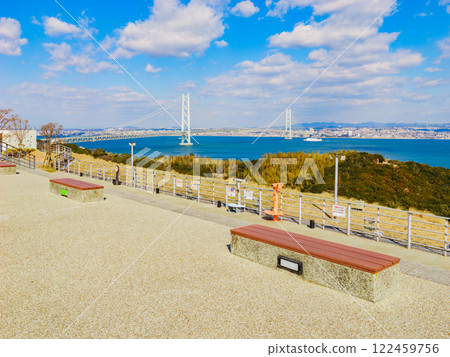 Akashi Kaikyo Bridge seen from Awaji Service Area (upbound) 122459756