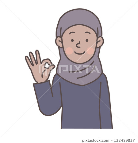 穆斯林婦女做出「OK」手勢 122459837