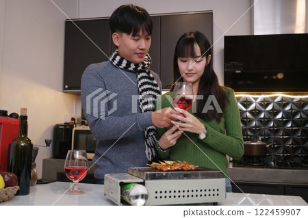 Young Asian couple living at home 122459907