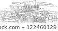 Port of Hamburg with Elbphilharmonie, Line Art 122460129