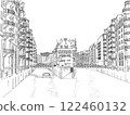 Wasserschloss in Speicherstadt, Hamburg, Line Art 122460132
