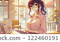 Woman wearing glasses using a laptop 122460191