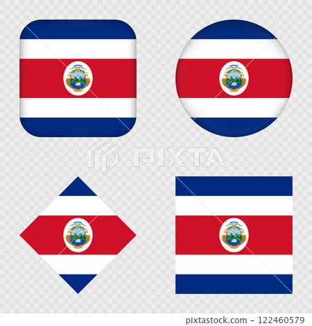 Costa Rica Flag Icons Pack. Vector illustration. 122460579