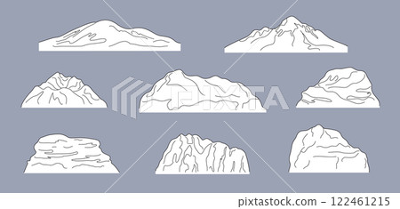 Black and White  Mountains and Rocks Set 122461215