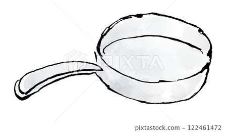 Illustration of a stainless steel frying pan 122461472