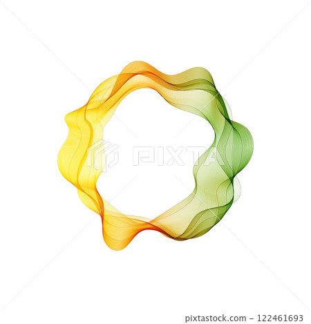 Green and yellow lines. Round wave pattern. Abstract vector wave. Presentation template. Eps 10 122461693