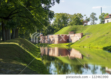 Nesvizh, Belarus - 08.08.2024 - Shot of the well know architectural landmark , Radzwill castle. Nesvizh, Belarus - 08.08.2024 - Shot of the well know architectural landmark , Radzwill castle. 122461990