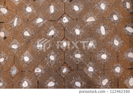 Floor with natural white stones, Madeira, Portugal 122462380