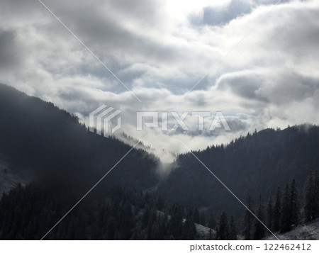 Mountain hiking to Bodenschneid mountain in springtime, Bavaria, Germany 122462412