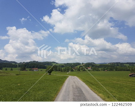 Hiking trail from Steingaden to Bernbeuren, Munich Way of St. James, Bavaria, Germany 122462509
