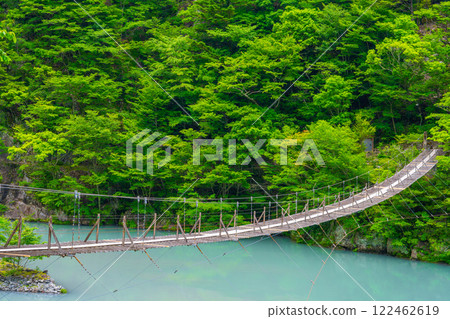 A view of the Dream Suspension Bridge at Sumata Gorge in Kawane Town (Shizuoka Prefecture) 122462619