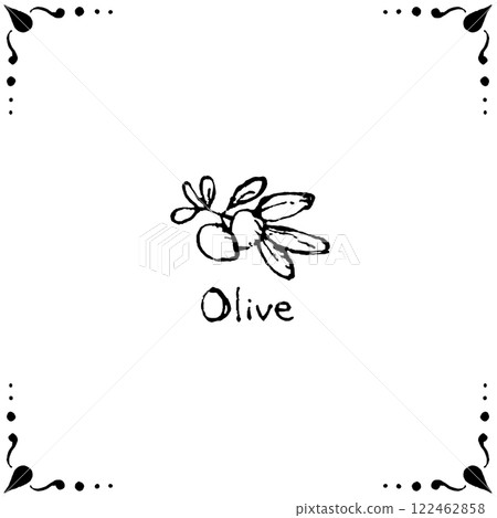 Olive line drawing frame illustration 122462858