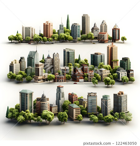 city architecture cityscape urban building modern illustration generativeai. isometric line town street exterior downtown design landscape construction district house. 122463050