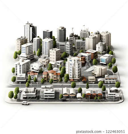 city architecture cityscape urban building modern illustration generativeai. isometric line town street exterior downtown design landscape construction district house. 122463051