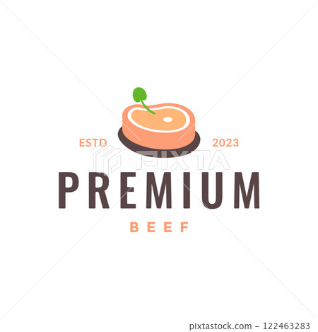 meat beef slice premium quality modern simple logo design vector icon illustration 122463283
