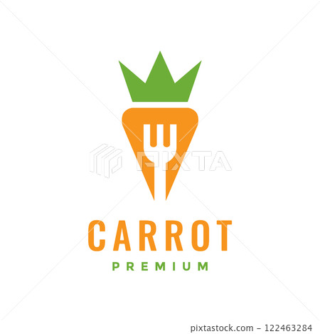 carrot vegetable fork simple modern style logo design vector icon illustration 122463284
