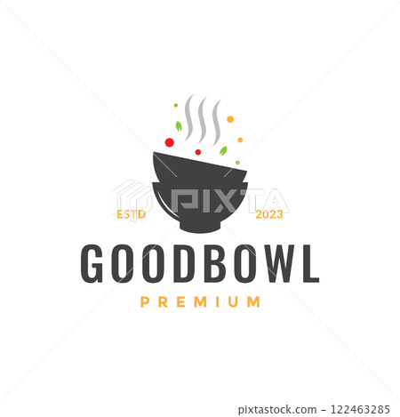 bowl cuisine delicious taste modern colorful logo design vector icon illustration 122463285