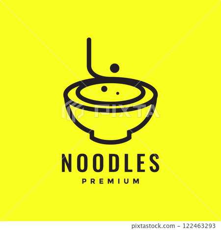 noodle bowl cuisine cooking taste simple minimalist style lines modern logo design vector icon illustration 122463293