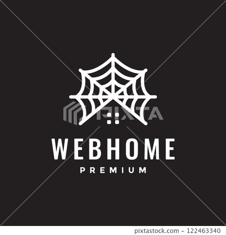web insect spider home roof modern minimalist line style simple logo design vector icon illustration 122463340