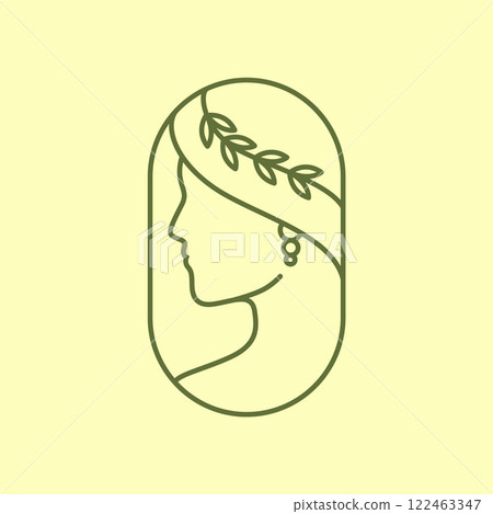 woman beauty face side view long hair culture geek wreath minimalist lines style simple mascot logo design vector icon illustration 122463347