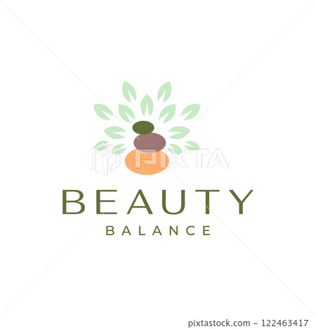 balance stone beauty yoga wellness relaxing colorful logo design vector icon illustration 122463417