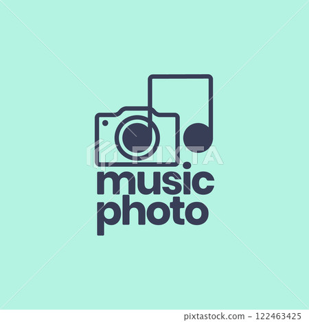 concert musical photography simple camera note music line style minimal logo design vector icon illustration 122463425