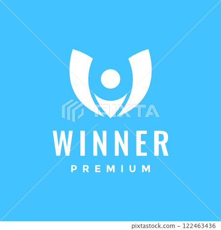 people sign simple hands up winner modern spirit logo design vector icon illustration 122463436