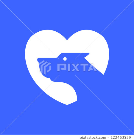 dog pets lover heart modern minimal geometric shape mascot logo vector icon illustration 122463539