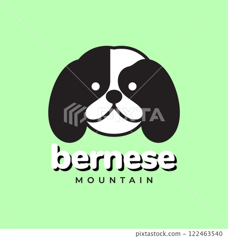 bernese mountain dog pets pedigree cute mascot cartoon modern colorful logo vector icon illustration bernese mountain dog pets pedigree cute mascot cartoon modern colorful logo vector icon illustration 122463540