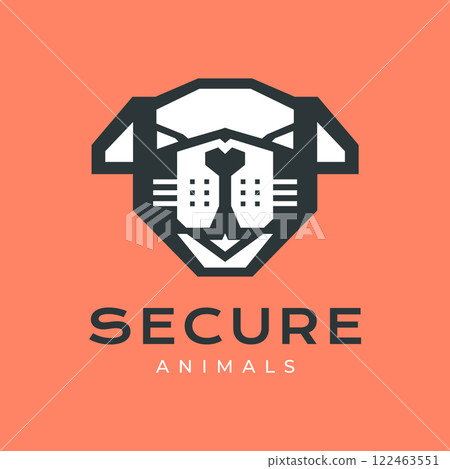 dog k9 security police head modern mascot colorful cartoon logo icon vector illustration 122463551