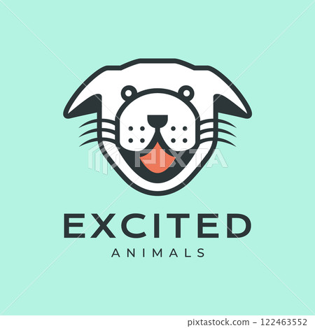 american pit bull terrier dog head mascot cartoon happy smile modern colorful logo icon vector illustration 122463552