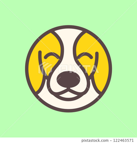 jack russel dog puppy cute circle modern geometric mascot cartoon smile happy logo icon vector illustration 122463571