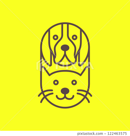 dog and cat pets lines art modern geometric rounded mascot cartoon logo icon vector illustration dog and cat pets lines art modern geometric rounded mascot cartoon logo icon vector illustration 122463575