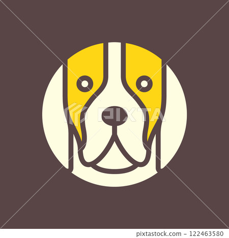 brittany dog pets head circle colorful modern geometric minimal mascot logo icon vector illustration 122463580